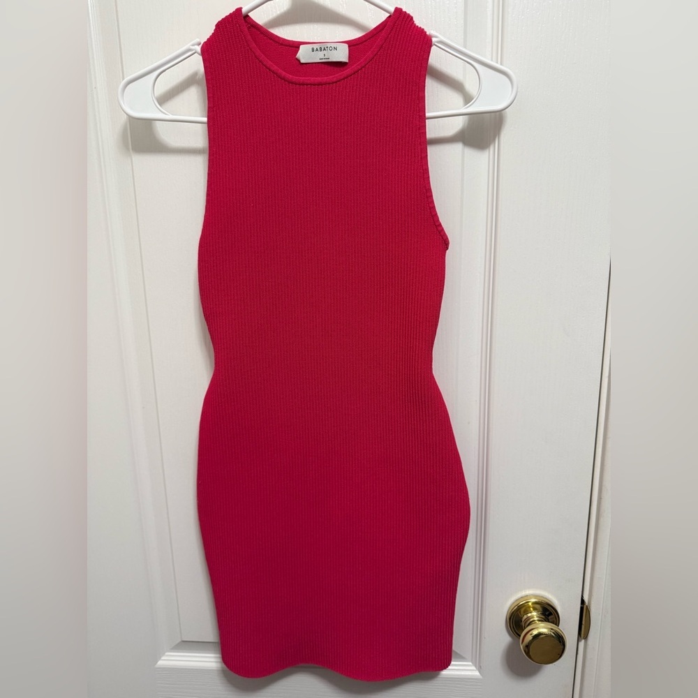 Aritzia Babaton Vibrant Pink Backless Dress